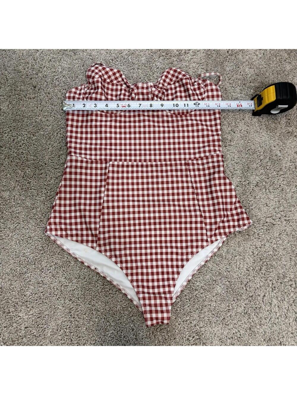 Reformation Red Gingham One Piece Swimsuit Women’s Size M Retro Beachy Vacation - Picture 5 of 6